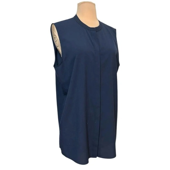 Tory Burch Sleeveless Button Up Blouse Navy Size 8 - Picture 7 of 8